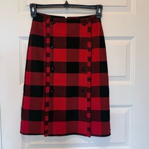 Scotch & Soda Red and Black Checkered A-Line Skirt